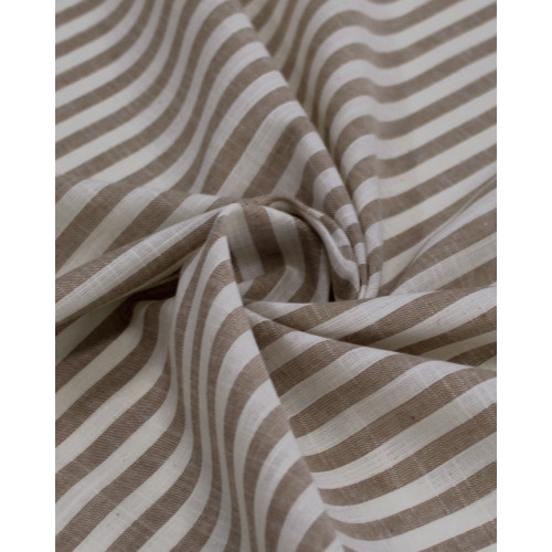 Tecido Tricoline Verano Flamê Listras Offwhite e Caramelo