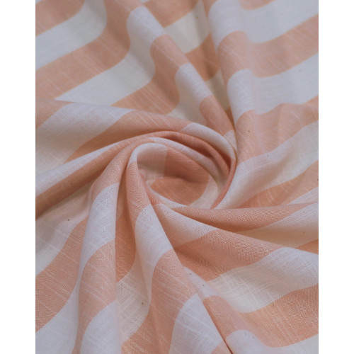 Tecido Tricoline Verano Flamê Listras Regulares Offwhite e Salmão