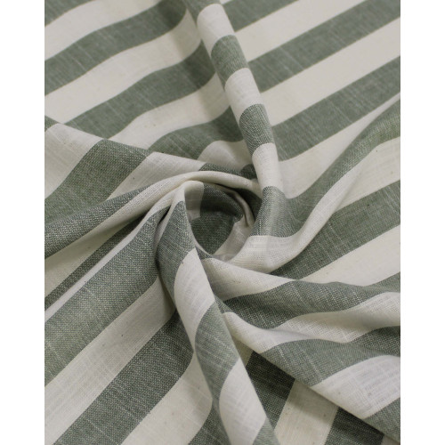 Tecido Tricoline Verano Flamê Listras Regulares Offwhite e Verde Sálvia