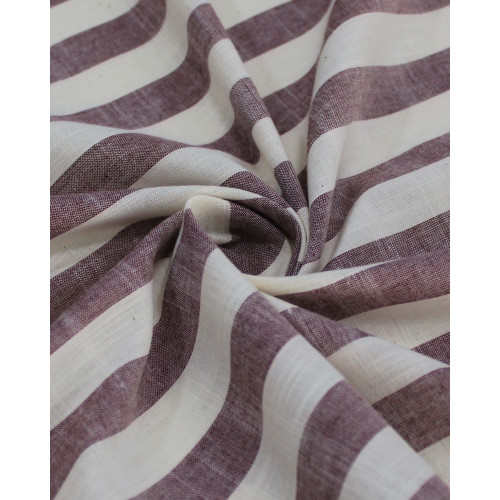 Tecido Tricoline Verano Flamê Listras Regulares Offwhite e Vinho