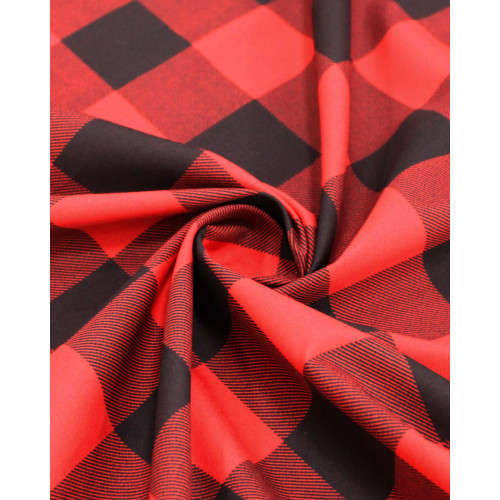 Tecido Tricoline Xadrez Vichy Preto e Vermelho