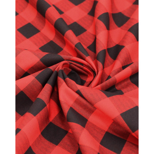 Tecido Tricoline Micro Xadrez Vichy Preto e Vermelho