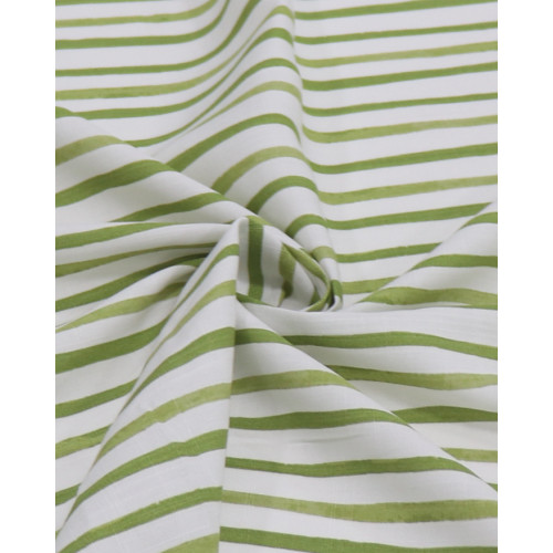 Tecido Viscose Texturizada Listrado Branco e Tons de Verde