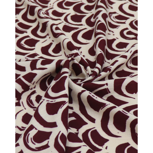 Tecido Viscose Texturizada Arcos Vinho e Bege