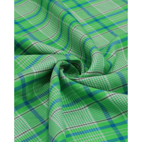 Tecido Linho Misto Italiano Multi Quadriculado Branco, Azul e Verde