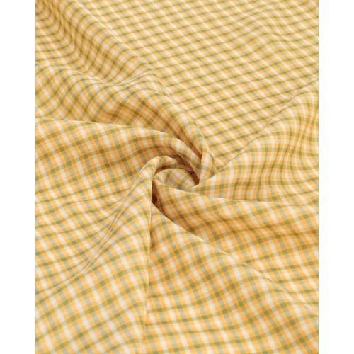 Tecido Linho Misto Italiano Micro Quadriculado Verde e Amarelo