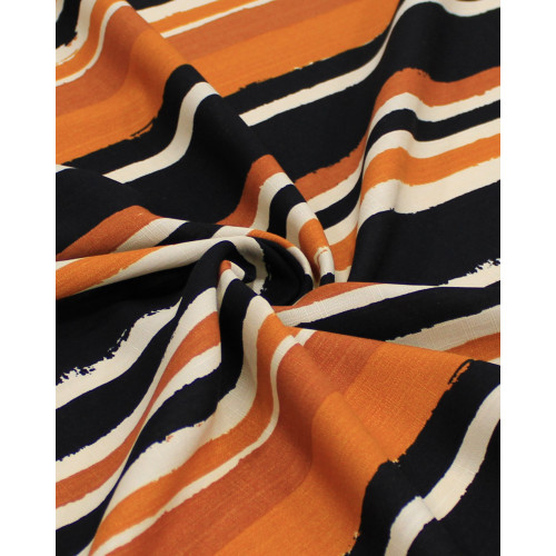 Tecido Viscose Texturizada Multi Listras Tons Terrosos