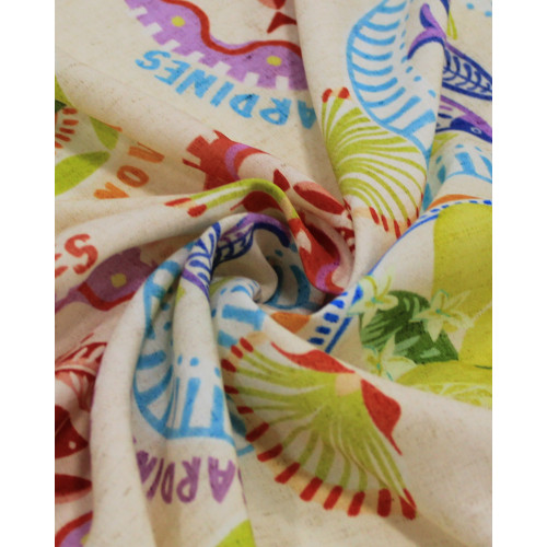 Tecido Viscose Premium Multi Estampado Sardine Tropical Colorido e Cru