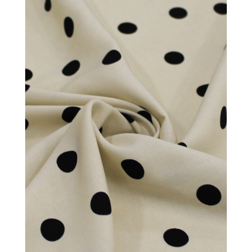 Tecido Viscose Poá Irregular Preto e Creme