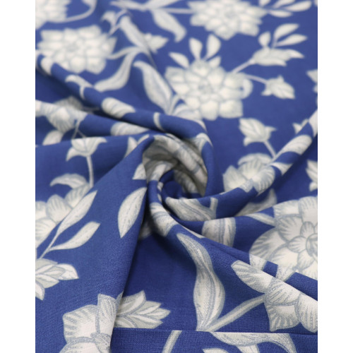 Tecido Viscose Texturizada Flor de Lótus Cinza e Azul Marinho