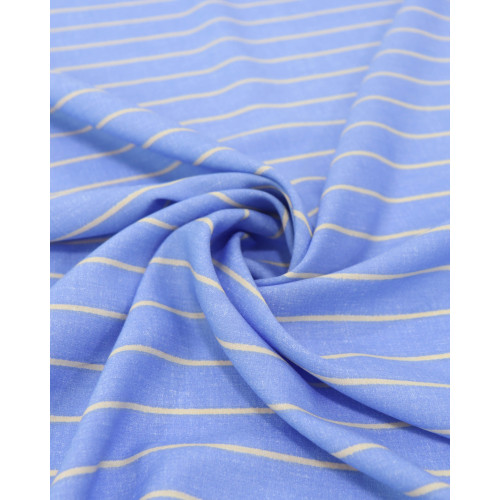 Tecido Viscose Listrado Creme e Azul Celeste (0.7m)