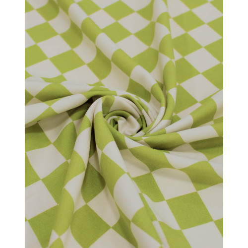 Tecido Viscose Micro Xadrez Verde Oliva