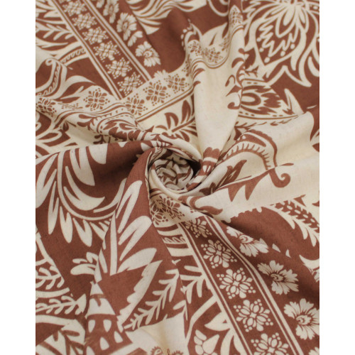 Tecido Viscose Premium Multi Estampa Paisley Marrom e Cru
