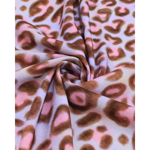 Tecido Viscose Premium Animal Print Marrom, Rosa e Azul