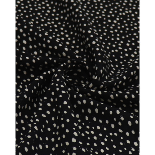 Tecido Viscose Texturizada Micro Pingos Creme e Preto