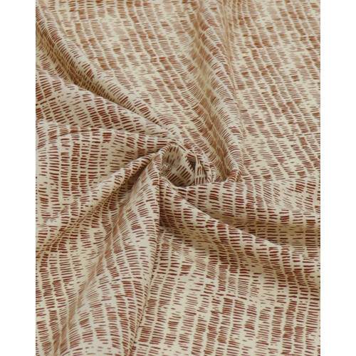 Tecido Viscose Texturizada Micro Riscos Terracota e Creme