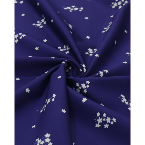 Tecido Crepe de Alfaiataria Italiano Micro Flores Branco e Azul Marinho