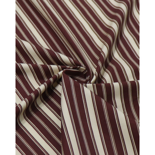 Tecido Crepe de Alfaiataria Italiano Multi Listras Verticais Creme e Marrom