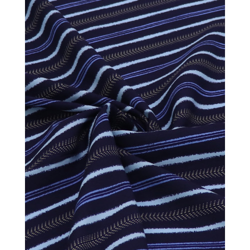 Tecido Viscose Multi Listrado Bege e Tons de Azul