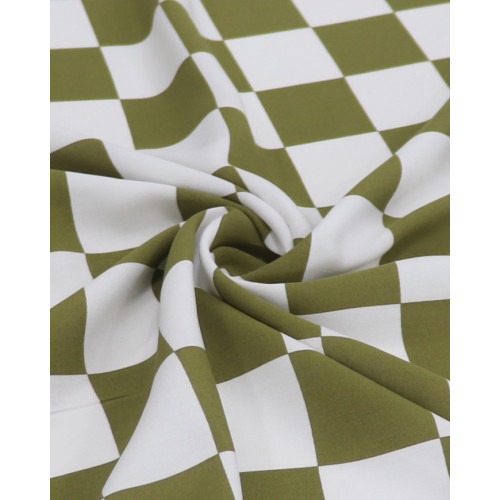 Tecido Viscose Xadrez Verde Musgo e Branco