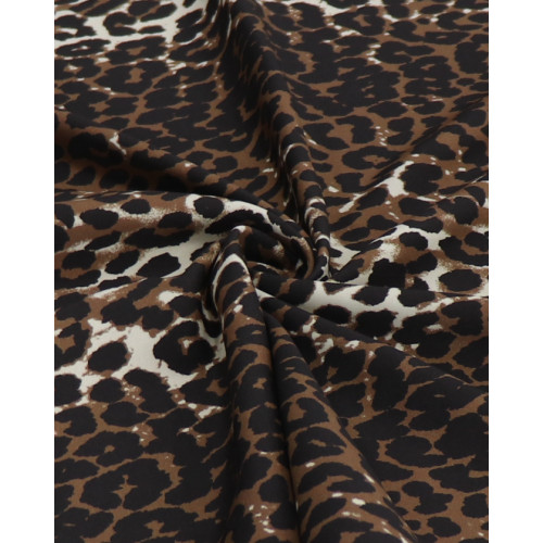 Tecido Crepe de Alfaiataria com Elastano Italiano Animal Print em Listras Preto, Marrom e Bege