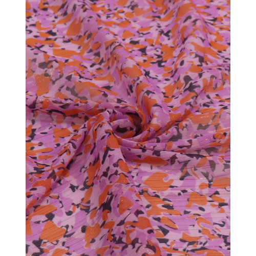 Tecido Crepe Chiffon Texturizado Italiano com Lurex Foramas Abstratas Colorido (COM DETALHES)
