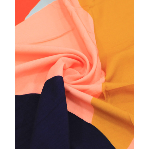 Tecido Viscose Premium Estampa Lenço Macro Pinura Abstrata Colorido