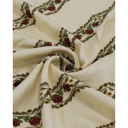 Tecido Viscose Premium Listras Onduladas Florais Colorido e Creme