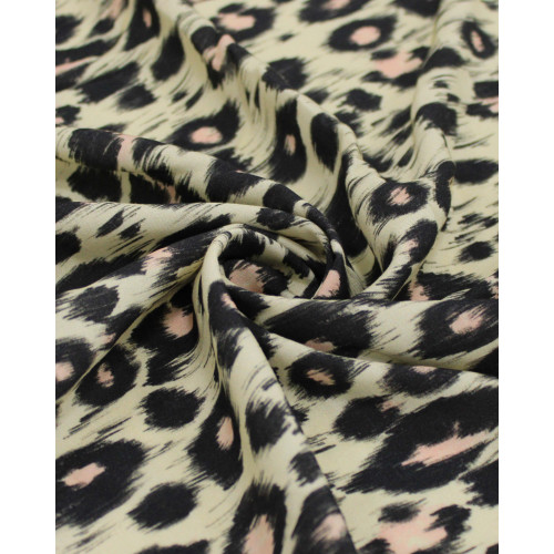 Tecido Viscose Premium Animal Print Preto e Amarelo Requinte