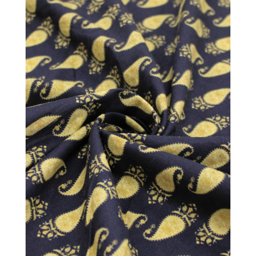 Tecido Tricoline Premium com Elastano Cashmeres Dourados e Preto