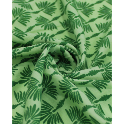 Tecido Viscose Premium Desenho Abstrato Tons de Verde