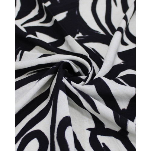 Tecido Viscose Premium Macro Costela de Adão Preto e Offwhie