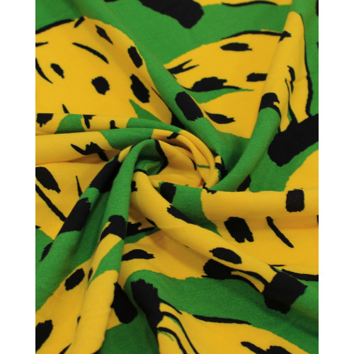 Tecido Viscose Premium Brasilidade Bananas Amarelo e Verde