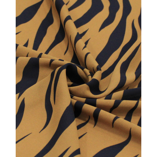 Tecido Crepe Koshibo Leve Animal Print Preto e Marrom