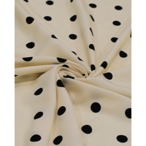 Tecido Viscose Poá Preto e Creme (1.4m)