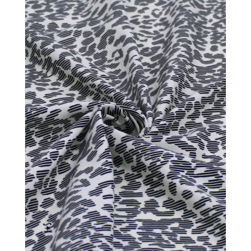 Tecido Tricoline Animal Print Digital P/B