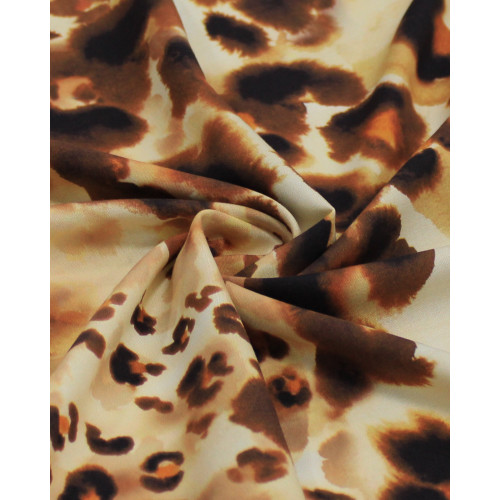 Tecido Viscose Italiano Macro Animal Print Tons Terrosos
