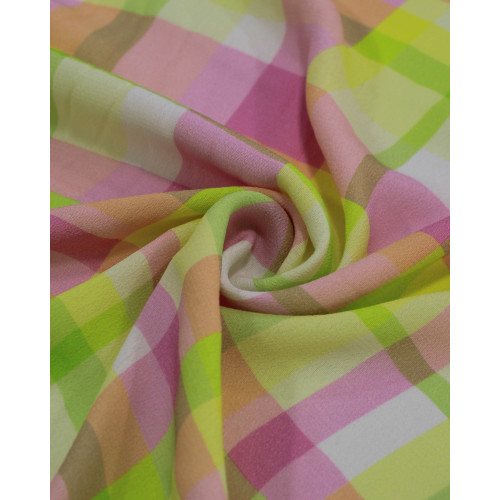 Tecido Crepe de Viscose Italiano Quadriculado Candy Color
