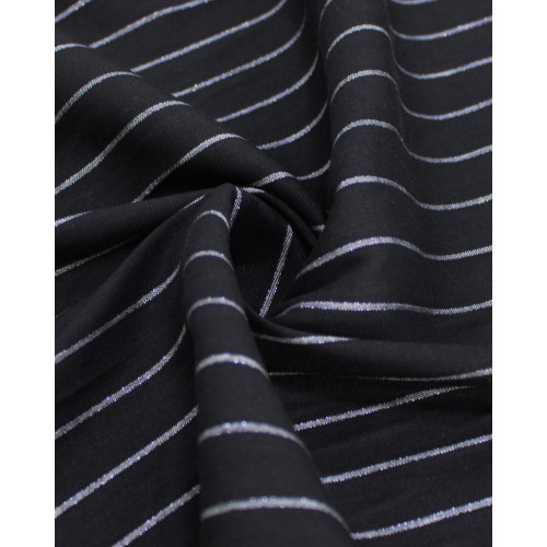 Tecido Linho Misto Italiano Risca de Giz com Lurex Preto