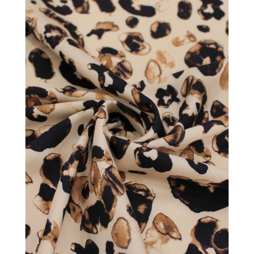 Tecido Viscose Italiano Animal Print Tons de Marrom e Nude