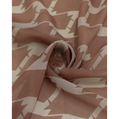 Tecido Crepe Chiffon Italiano Estampa Geométrica Irregular Castanho e Bege