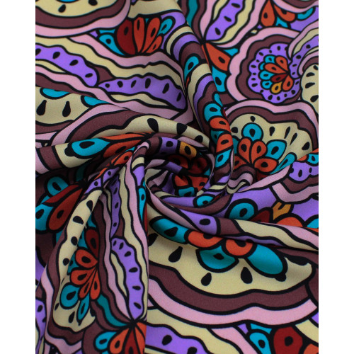 Tecido Crepe Silk Italiano Estampa Irregular Abstrata Colorido