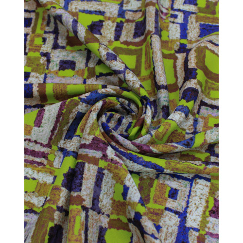 Tecido Crepe Koshibo Leve Italiano Geométrico Irregular Colorido