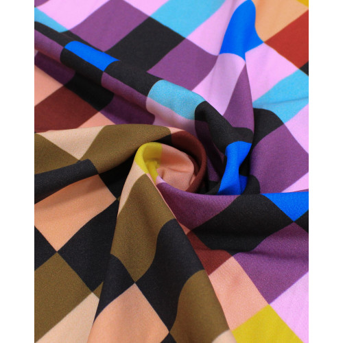 Tecido Viscose Italiano Quadriculado Colorido