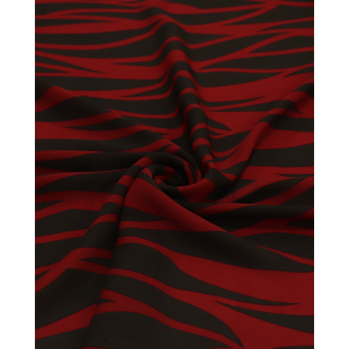 Tecido Crepe GGT Recortes Ondulados Marrom e Vermelho