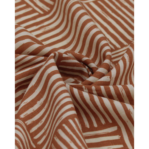 Tecido Viscose Texturizada Listras Geométricas Creme e Argila