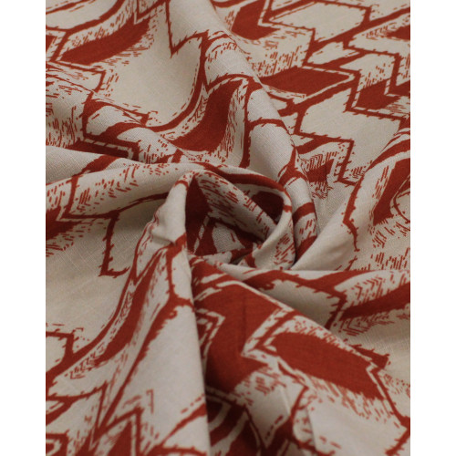 Tecido Viscose Texturizada Chevron Irregular Telha e Bege