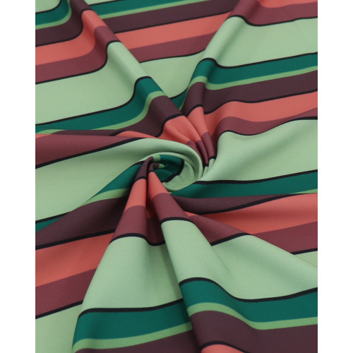 Tecido Crepe de Alfaiataria Italiano Multi Listras Tons Terrosos