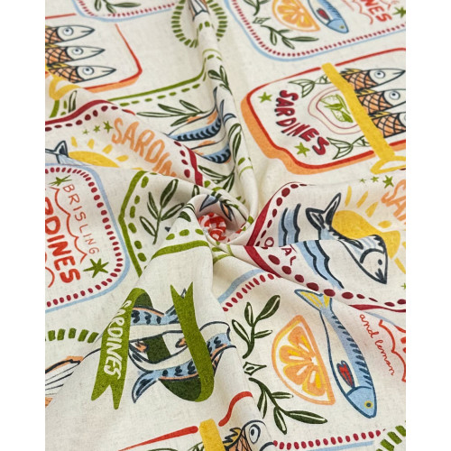 Tecido Viscose Premium Sardine Multi Estampa Colorido e Cru (0.7m)