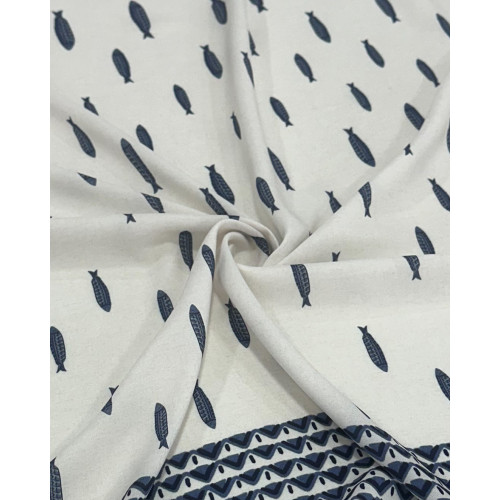 Tecido Viscose Premium Sardine Barrado Duplo Cinza, Azul Marinho e Branco